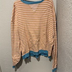 We The Free Blue and Tan Striped Top